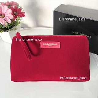 แท้💯 กระเป๋า Dolce &amp; Gabbana pouch กำมะหยี่ สีแดง