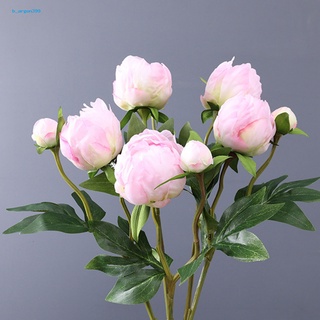 [NE] 1 Branch Faux Silk Flower Real Looking Fake Peony Floral Stems Flexible