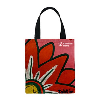 กระเป๋าผ้า-เเคนวาส-พิมพ์ลาย-สีสันแห่งดอกไม้-บ้านคามิลเลียน-สะพายข้าง-กระเป๋าใส่ของ-ใส่ได้เยอะ13x14นิ้ว-by-12tprint