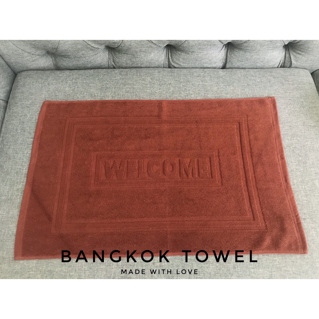 bangkok-towel-ผ้าเช็ดเท้าเกรดโรงแรม-ขนาด-18x28-นิ้ว-8-ปอนด์-ลายกรอบ-และ-welcome-ฝ้าย-100