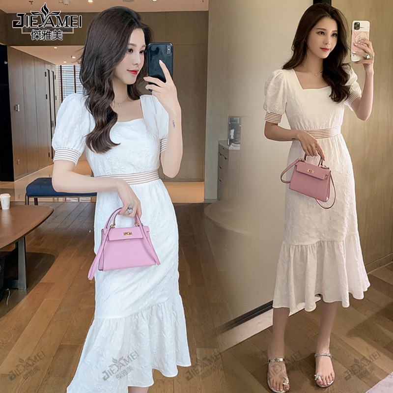 ภาพสินค้าชุดเดรสแขนสั้น ทรงเข้ารูป ผ้าบาง สีขาว จากร้าน jieyamei.th บน Shopee ภาพที่ 2