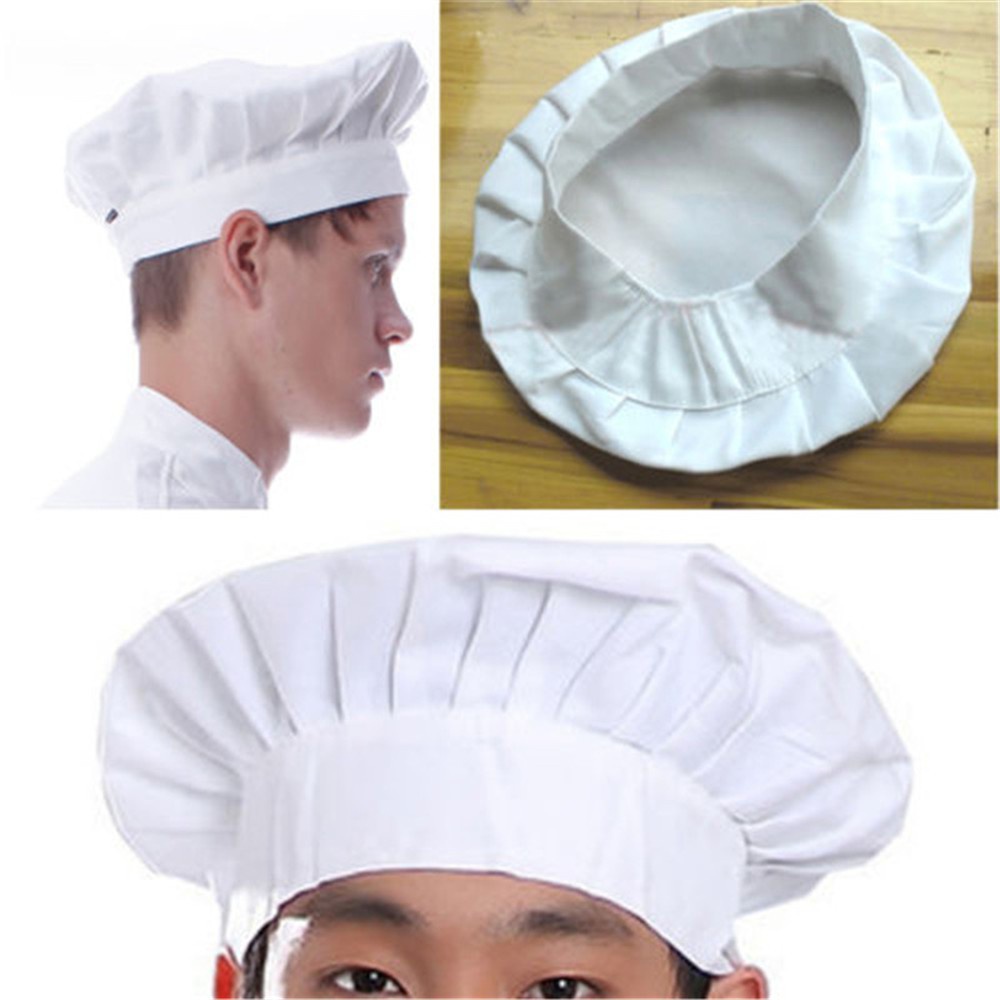 หมวกเชฟสำหรับทำอาหาร-หมวกกุ๊กทรงสูงจีบรอบ-งานไทย-ผ้าดี-เป็นทรง