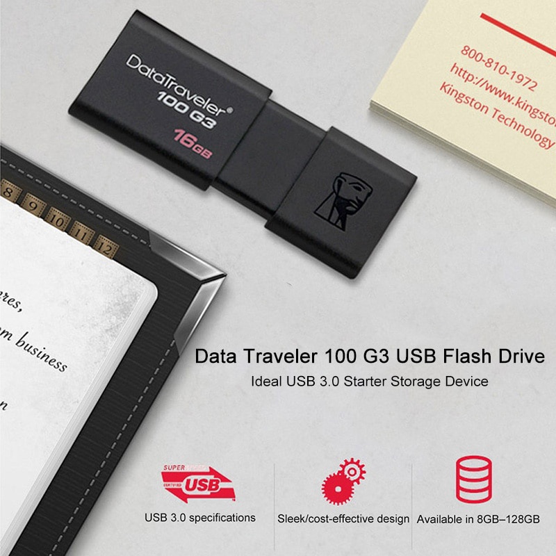 ภาพหน้าปกสินค้าKingston USB Flash Drives 8GB 16GB 32GB 64GB 128GB USB 3.0 Pen Drive high speed PenDrives DT100G3