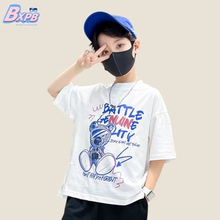 [BXPB] เสื้อยืดแขนสั้น ทรงหลวม สไตล์เกาหลี แฟชั่นฤดูร้อน สําหรับเด็กผู้ชาย