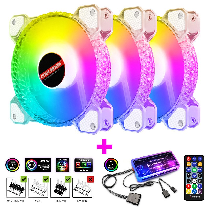 ชุดพัดลมเคส COOLMOON Crytal Diamond RGB Fan Case 12 CM. | Shopee Thailand