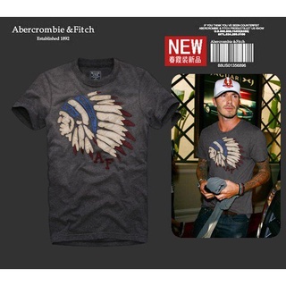 เสื้อยืดผ้าฝ้ายพิมพ์ลาย เสื้อยืดแขนสั้น ผ้าฝ้าย ทรงหลวม ลาย Abercrombie Fitch สําหรับผู้ชาย