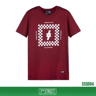 7th Street เสื้อยืด รุ่น SSQ004 Square Checkered-แดงมารูน ของแท้ 100%