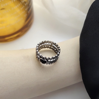 แหวนสวมนิ้ว จี้รูปหัวใจ แบบสองชั้น แฟชั่นสำหรับผู้หญิง