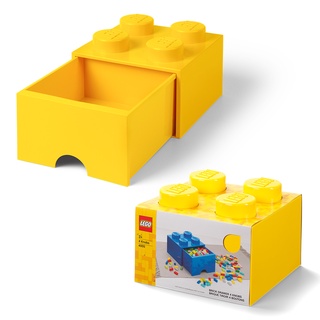 กล่องเลโก้ มีลิ้นชัก กล่องใส่เลโก้ LEGO Brick Drawer 4 knob สีเหลือง YELLOW 25x25x18 cm ของแท้