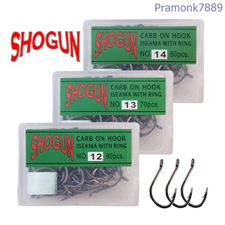 สินค้า (ของแท้100%)ตัวเบ็ดตกปลา เบ็ดโชกุน SHOGUN No.2 - No.20 ตัวดำ มีรู ตะขอเบ็ด เบ็ดกล่องสีเขียว ขอเบ็ดตกปลา ตาเบ็ด ดวงเบ็ด