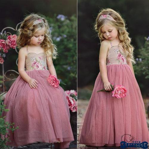 สินค้า Khhh- น่ารัก เด็กผู้หญิง ชุดเดรส ลูกไม้ ดอกไม้ ปาร์ตี้ ชุดเดรส แขนระบาย สีพื้น Sundress ใหม่