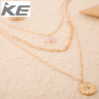 Jewelry Human head water drop drill wheat ear 3-necklace popular alloy leaf sweater chain for
