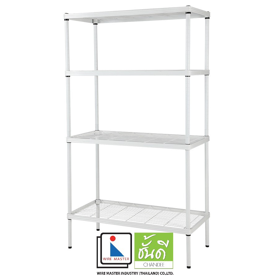 chandee-ชั้นวางของ-4ชั้น-90x45x160-เส้นลวดตรง-white-ท่อ1นิ้ว-1ชิ้น-ออเดอร์
