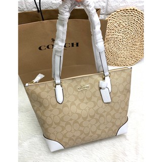 (แท้ 💯%‼) COACH 29208 ZIP TOTE IN SIGNATURE BAG