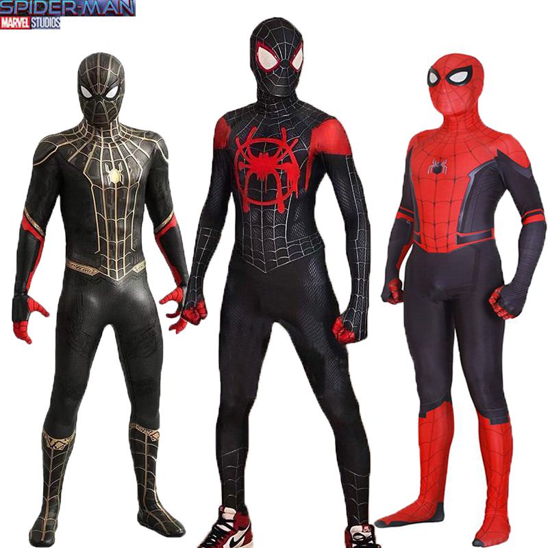 ราคาและรีวิวSpider-Man No Way Home Costume Spiderman Superhero Suit Cosplay Costume Jumpsuit For Kids And Adults