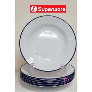 จานทรงลึก 9 นิ้ว 6 ชิ้น ลายบลูลิม  Superware ซุปเปอร์แวร์เกรดA เมลามีน100%