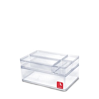 BOXBOX ชุดกล่องเหลี่ยมใสซ้อนได้ 5 ชิ้น รุ่น BBSET2BB สีใส อุปกรณ์จัดเก็บในห้องครัว