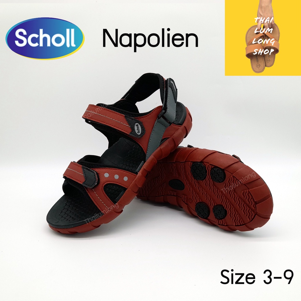 ภาพหน้าปกสินค้าScholl รัดส้นสกอล์ล รุ่นNapolien (543) ใส่ได้ทั้งหญิงและชาย ถอดสายใส่เป็นรองเท้าแตะได้ สีแดง ไซส์ 3-9 จากร้าน thailumlongshop บน Shopee