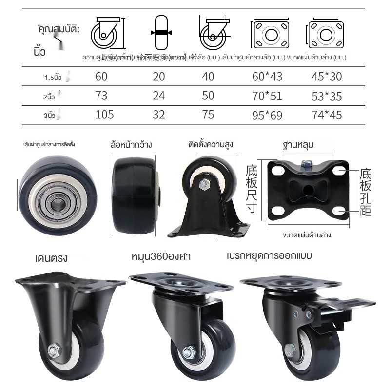 1-5นิ้วล้อล้อ2-3นิ้วเงียบลูกรอกขนาดเล็กล้อหนักเบรกเฟอร์นิเจอร์โต๊ะกาแฟcaster