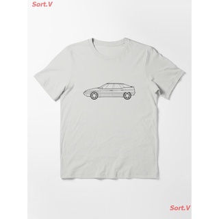 เสื้อทหาร โลโก้ Citroen XM Line Drawing Artwork Essential T-Shirt เสื้อยืดพิมพ์ลาย เสื้อยืดโลโก้รถ