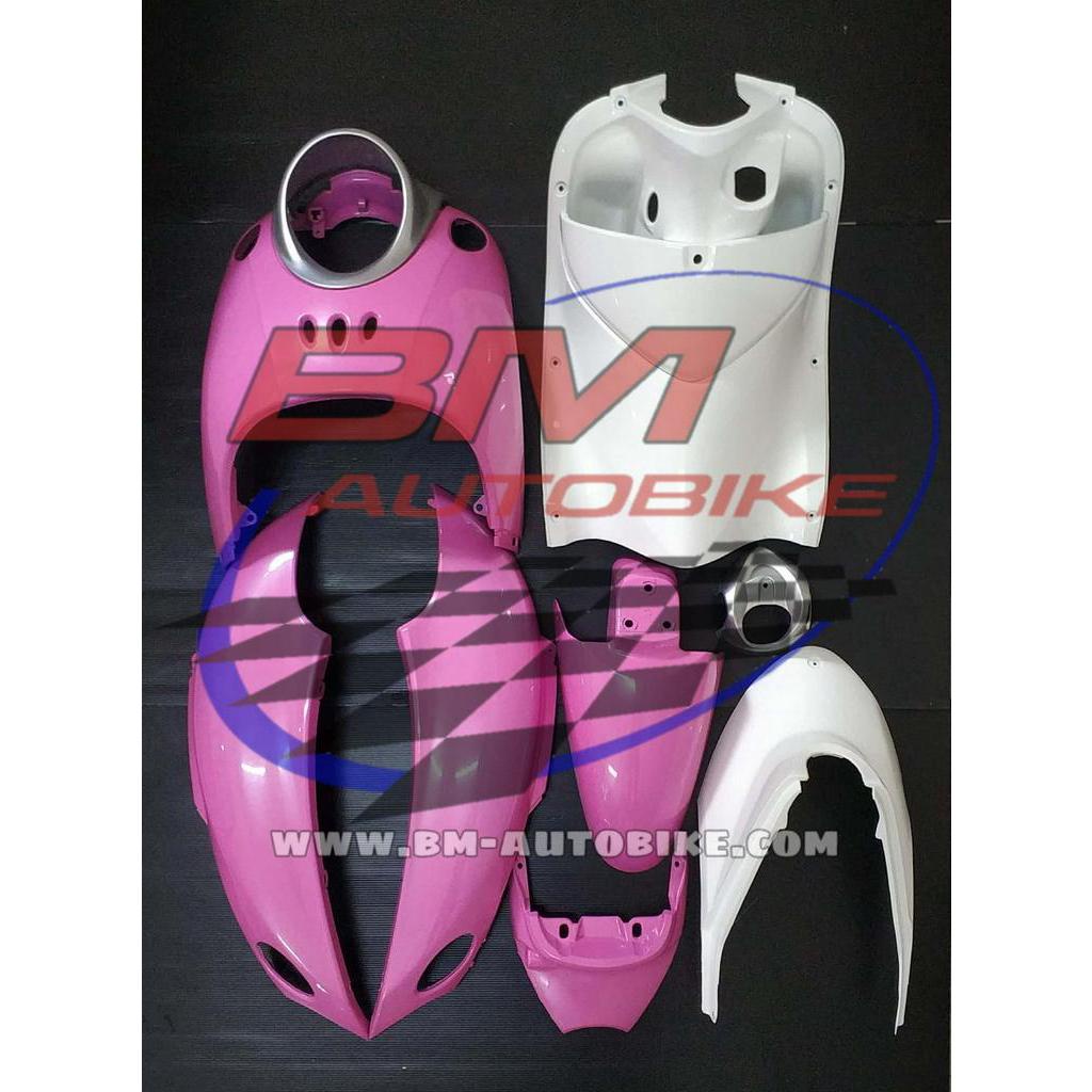 ชุดสี-fino-ชมพูขาว-เกจ์รวม-เฟรมรถ-กรอบรถ-yamaha-ฟีโน่-สีตามรูป-พร้อมสติ๊กเกอร์-abs