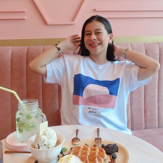 Live305# เสื้อขาว “Sunset” S-XXL อก 32-50 สไตล์เกาหลี Dream Big Tshirt โอเวอร์ไซน์ สาวอวบใส่ได้ สีขาว คอกลม เเฟชั่น