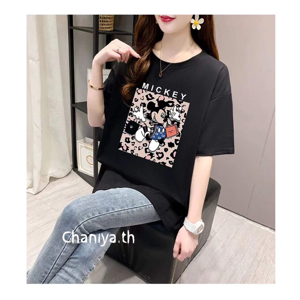 chaniya-th-พร้อมส่ง-เสื้อยืดมิ้กกี้เม้าสผู้หญิงรุ่นใหม่แขนสั้นเนื้อผ้าดีนุ่มเด้งมี2สี-สีขาวสีดำสไตส์แฟชั่น