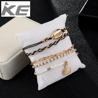 Jewelry Handmade DIY rice bead shell multi-anklet chain scallop anklet 5-piece set for women f