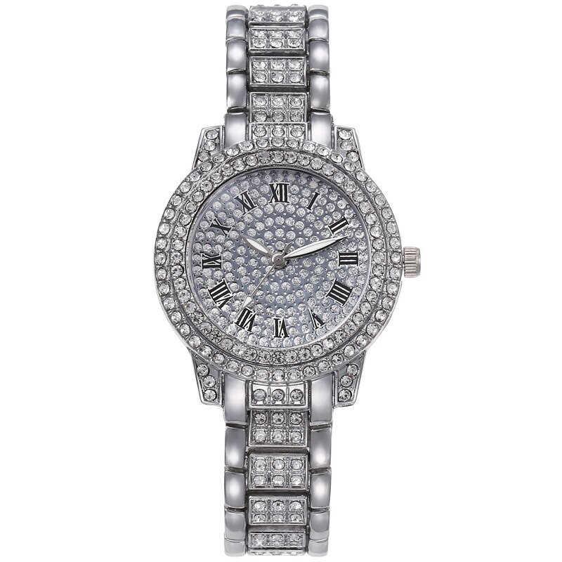 นาฬิกาหรูหราผู้หญิงที่สง่างามบางเฉียบนาฬิกาเลดี้ธุรกิจนาฬิกาโมเสคคริสตัล-rhinestone-ผู้หญิงดูขายดี