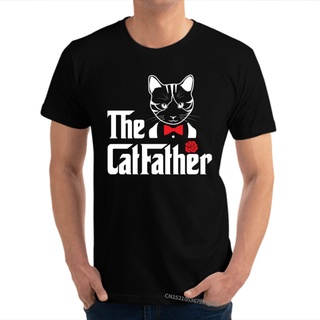 เสื้อยืดผ้าฝ้าย 100% พิมพ์ลาย The father of cat Funny Family สําหรับผู้ชาย