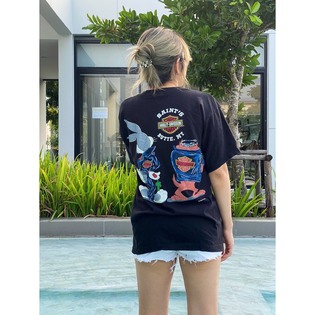 เสื้อยืดผ้าฝ้ายพิมพ์ลายขายดี-tasmanian-devil-harley-03-เสื้อยืดผ้าฟอก-เสื้อลายการ์ตูน