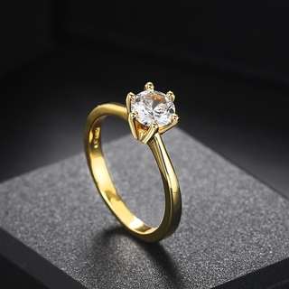 สินค้า ZHOUYANG แหวนแต่งงานสำหรับผู้หญิงจิวเวลคลาสสิก 1 กะรัต AAA + เพทายแสงสีทองหมั้นแหวนครบรอบขายส่ง R174