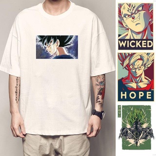 เสื้อยืดโอเวอร์ไซส์เสื้อยืดแขนสั้น ผ้าฝ้ายแท้ พิมพ์ลาย Dragon Ball Super Saiyan สวมใส่สบายS-4XL
