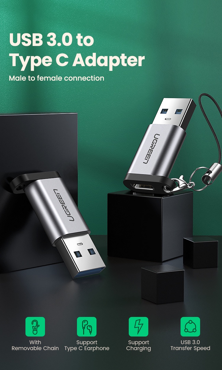 มุมมองเพิ่มเติมของสินค้า UGREEN อะแดปเตอร์ แปลง Type C เป็น USB 3.0