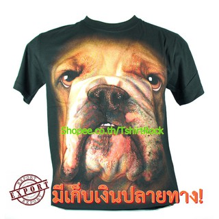 เสื้อยืดวินเทจเสื้อลาย หน้าสุนัข บู๊อก Bulldog DOG เต็มหน้า เสื้อยืด สกรีนหน้าหลัง ไซร์ยุโรปS-5XL