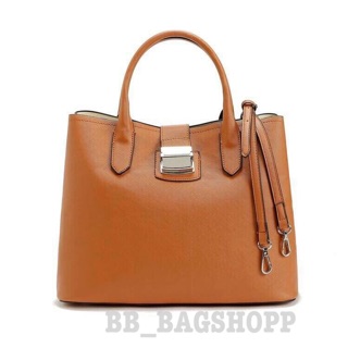 👜 Mango Saffiano-effect tote bag (สีน้ำตาล) (Outlet)