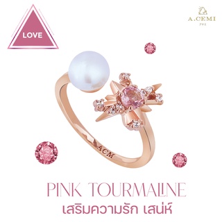 A.CEMI Pink Tourmaline 8 Fortune Star Ring แหวนพิ้งค์ทัวร์มาลีน ฟรีไซส์ เสริมความรัก เครื่องรางความรัก พลอยแท้ ของขวัญ