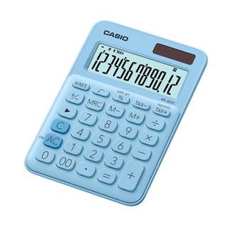 Casio Calculator เครื่องคิดเลข  คาสิโอ รุ่น  MS-20UC-LB แบบสีสัน ขนาดพอเหมาะ 12 หลัก สีฟ้าอ่อน