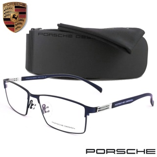 Porsche แว่นตา รุ่น 9233 C-4 สีน้ำเงิน กรอบเต็ม ขาสปริง ไม่ใช้น็อต สแตนเลส สตีล (สำหรับตัดเลนส์) กรอบแว่นตา Eyeglasses