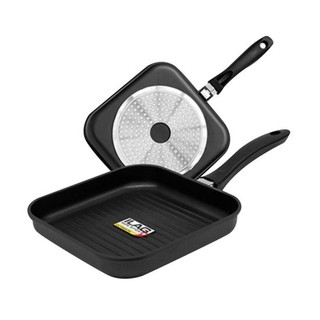 ZEBRA กระทะปิ้งย่าง Non-Stick รุ่น GEMINI II ขนาด 24 ซม. สีดำ กระทะ เครื่องครัว