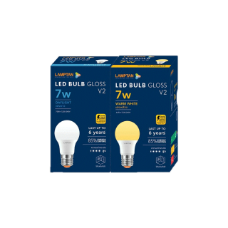 Lamptan หลอด LED รุ่น GLOSS V2 5w 7w 9w 11w 14w 18w 22w 27w ช่วยประหยัดไฟ 85% ของแท้ ประกันศูนย์แลมตัน ประเทศไทย