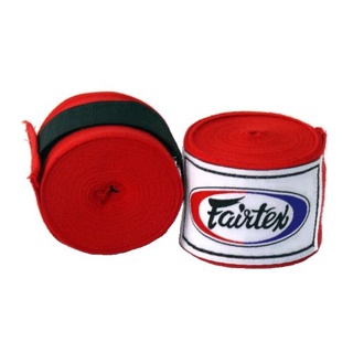 Fairtex ผ้าพันมือมวย ผ้าพันมือชกมวย คอตตอนไนล่อน สีแดง แพ็คคู่ แฟร์เทค Hand Wraps Inner Boxing Gloves Red Color 1 Pair