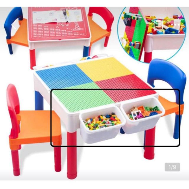 ภาพสินค้าฮอต โต๊ะตัวต่อ+เก้าอี้2ตัว+ตัวต่อ1000ชิ้น โต๊ะตัวต่อTable Set จากร้าน dtoys บน Shopee ภาพที่ 7