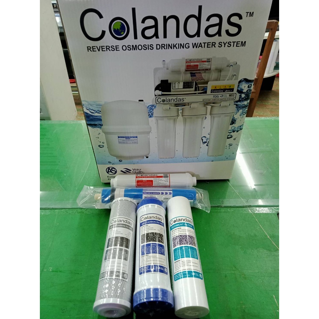 เครื่องกรองน้ำดื่ม-ro-colandas-50-gpd-กรอง5ขั้นตอน-ระเอียดถึง-0-0001ไมครอน