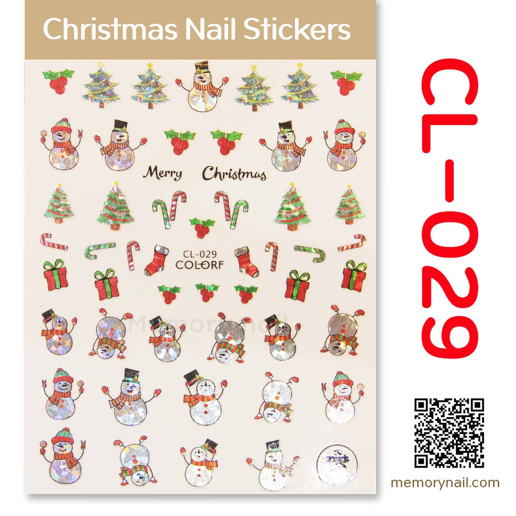 ภาพสินค้าNEW  ️ สติ๊กเกอร์ติดเล็บ คริสต์มาส christmas nail stickers สติ๊กเกอร์คริสมาสต์ ติดเล็บ  (( รหัส CL )) เล่นแสง จากร้าน memorynail บน Shopee ภาพที่ 3