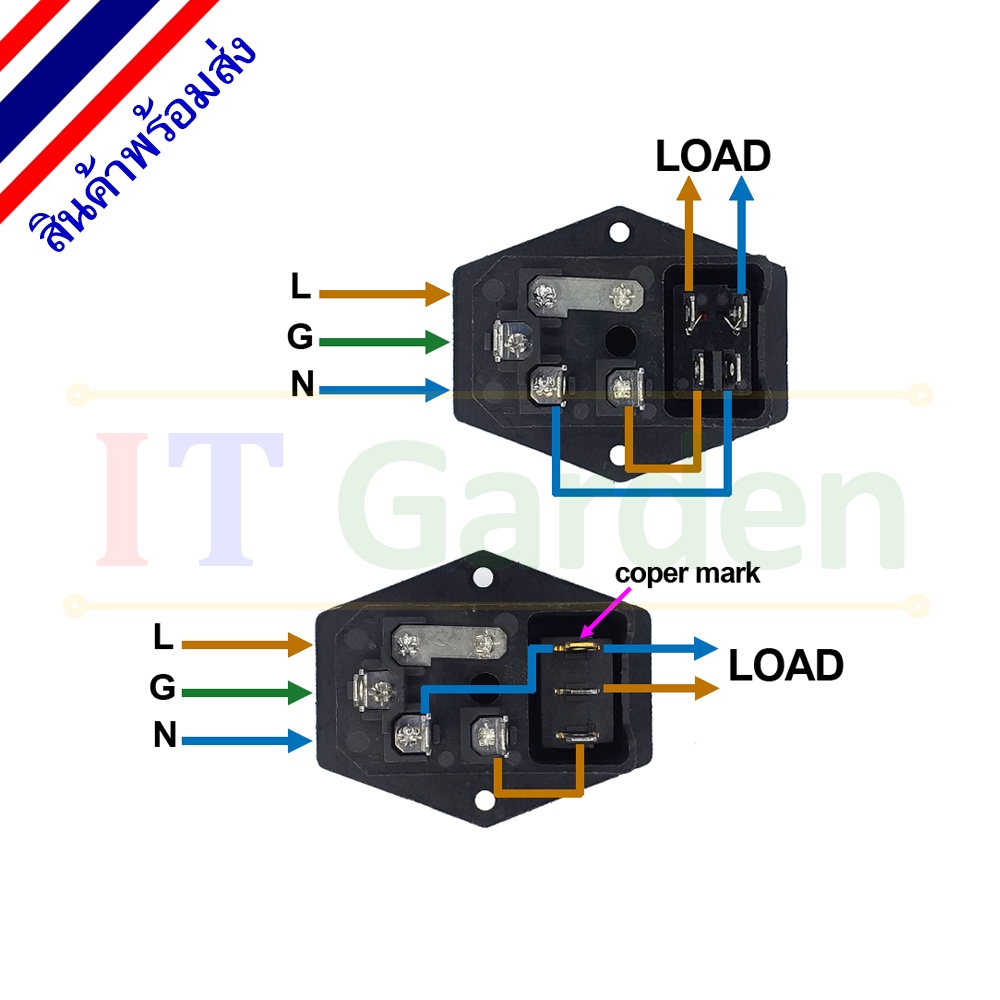 inlet-module-with-neon-lamp-rocker-switch-and-fuse-holder-ac-10a-c14-ช่องรับเต้าเสียบ-ac
