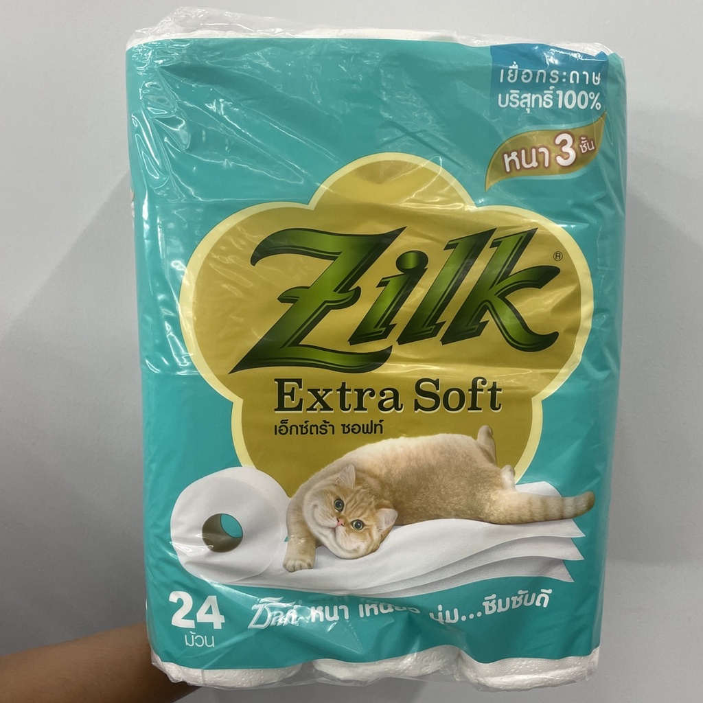แพ็ค-24-ม้วน-zilk-by-cellox-extra-soft-tissue-ซิลค์-บาย-เซลล็อกซ์-เอ็กซ์ตร้า-ซอฟท์-กระดาษแบบม้วน