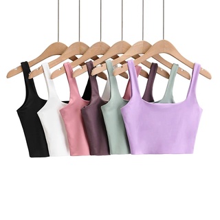 เสื้อแขนกุด คอสี่เหลี่ยม ตัวสั้น เซ็กซี่ แฟชั่นฤดูร้อน สําหรับผู้หญิง มี 6 สี