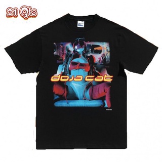 คอลูกเรือเสื้อยืดคอกลม21 สินค้าเดิม/เสื้อยืดคอกลม/Doja Cat^blue elf/ผ้าฝ้าย 100% Oversize SML ดำ&amp;ขาว unisex🔥ผ้าฝ้ายแท้