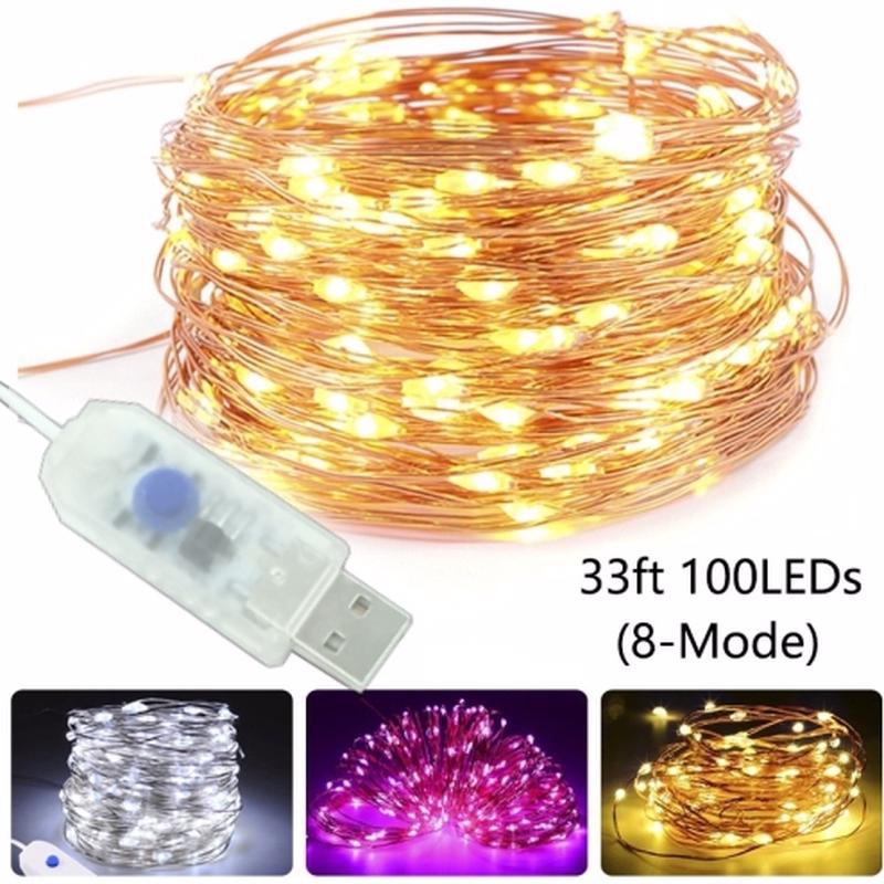 8 Modes 5M/10M USB LED String Copper Wire Fairy Lights Wedding Xmas Party Decor